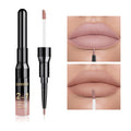 2 in 1 Double Head Lip Gloss Matte Liquid Lipstick Lip Liner Waterproof Nude Cosmetic Lipgloss Set for Mate Lip stick Makeup Pen