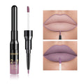 2 in 1 Double Head Lip Gloss Matte Liquid Lipstick Lip Liner Waterproof Nude Cosmetic Lipgloss Set for Mate Lip stick Makeup Pen