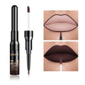 2 in 1 Double Head Lip Gloss Matte Liquid Lipstick Lip Liner Waterproof Nude Cosmetic Lipgloss Set for Mate Lip stick Makeup Pen