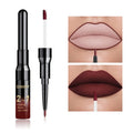 2 in 1 Double Head Lip Gloss Matte Liquid Lipstick Lip Liner Waterproof Nude Cosmetic Lipgloss Set for Mate Lip stick Makeup Pen