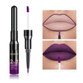 2 in 1 Double Head Lip Gloss Matte Liquid Lipstick Lip Liner Waterproof Nude Cosmetic Lipgloss Set for Mate Lip stick Makeup Pen