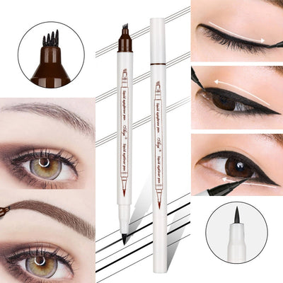 Micro Eyebrow Eyeliner Marker Pencil Double-head Liquid Eye Liner Brow Thin Pen Waterproof Tattoo Eyebrows Eyeliners Makeup Sets