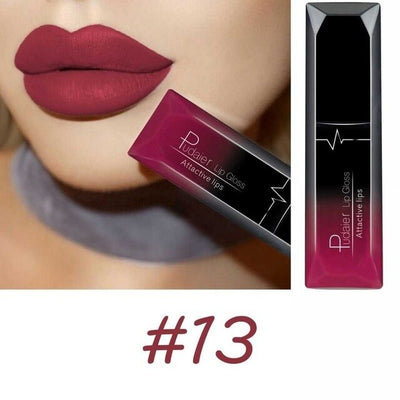 Hot Waterproof Liquid Lip Gloss Metallic Matte Lipstick Cosmetic Sexy Batom Mate Lip Tint Makeup Lasting 24 Hours Mate Levre