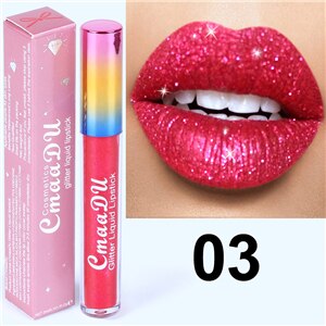 Diamond Shiny Makeup Lip Gloss Matte Chameleon Metal Lip Gloss Liquid Lipstick Waterproof Long Lasting Pink Female Lipstick