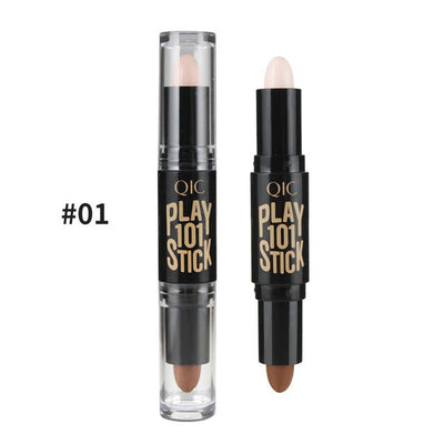 Lady Fashion Double Head 3D Bronzer Highlighter Stick Face Makeup Concealer Pen Foundation Stick Cream Texture Contour Pencil