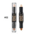 Lady Fashion Double Head 3D Bronzer Highlighter Stick Face Makeup Concealer Pen Foundation Stick Cream Texture Contour Pencil