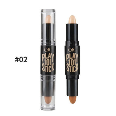 Lady Fashion Double Head 3D Bronzer Highlighter Stick Face Makeup Concealer Pen Foundation Stick Cream Texture Contour Pencil