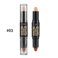 Lady Fashion Double Head 3D Bronzer Highlighter Stick Face Makeup Concealer Pen Foundation Stick Cream Texture Contour Pencil