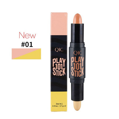 Lady Fashion Double Head 3D Bronzer Highlighter Stick Face Makeup Concealer Pen Foundation Stick Cream Texture Contour Pencil